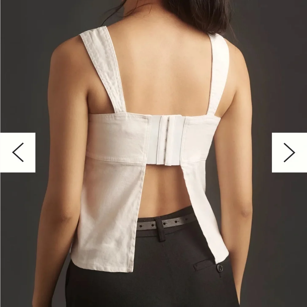 New white linen Anthropologie square neck tank!